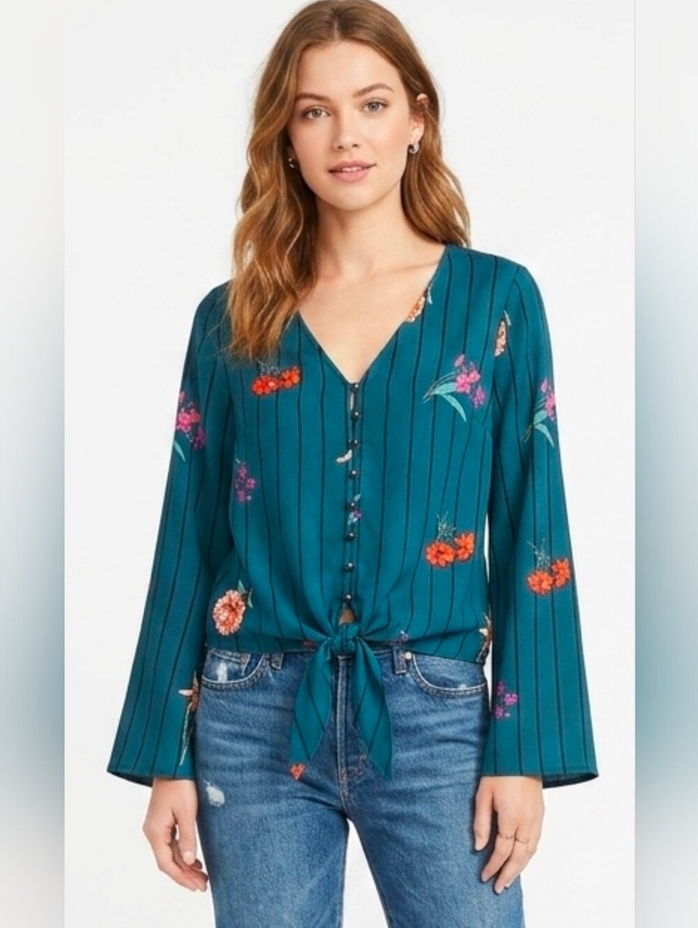 Striped Floral Blouse